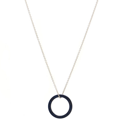 Tiffany Sterling Silver Titanium 1837 Circle Pendant Necklace 1 of 7