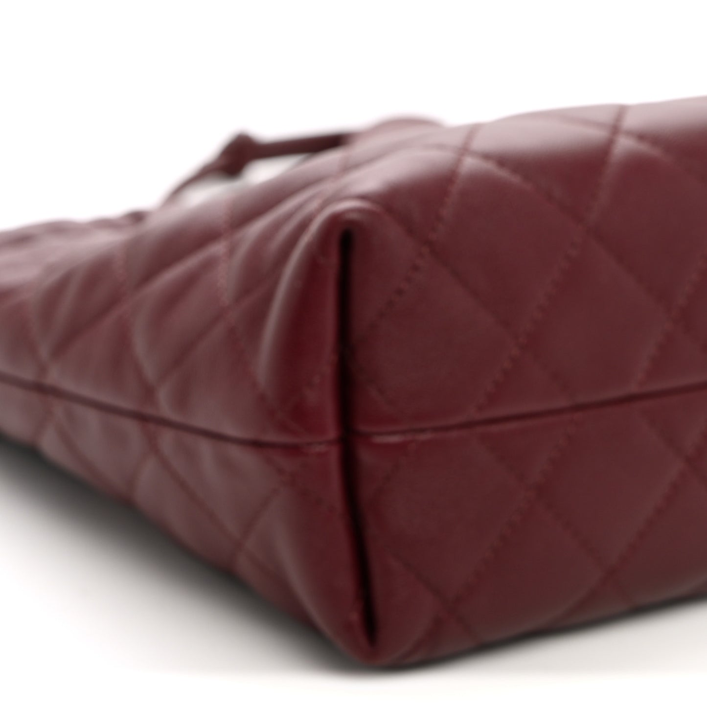 Lambskin Quilted Drawstring Clutch With Strap Dark Burgundy