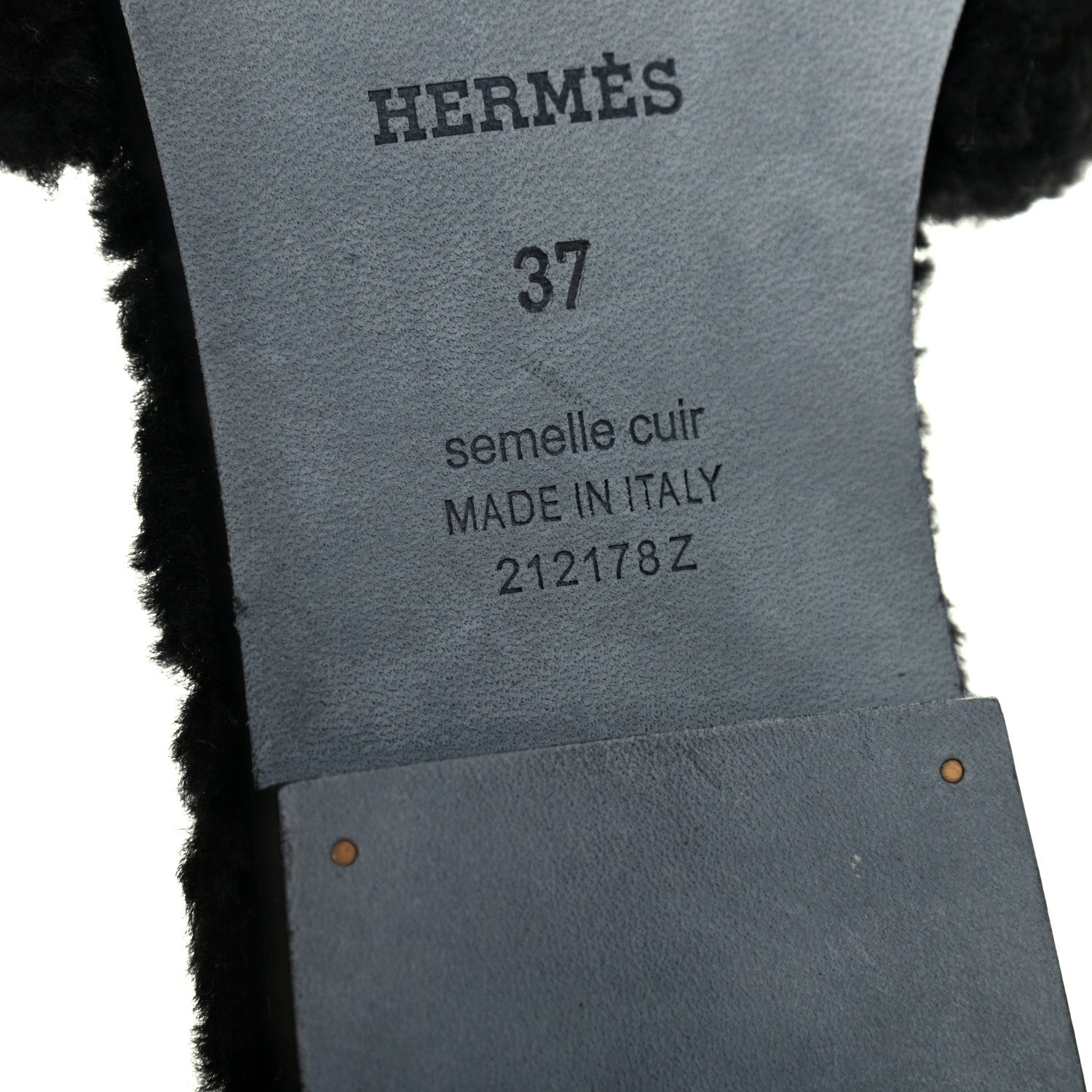 Hermes Woolskin Oran Sandals 37 Black 8 of 10