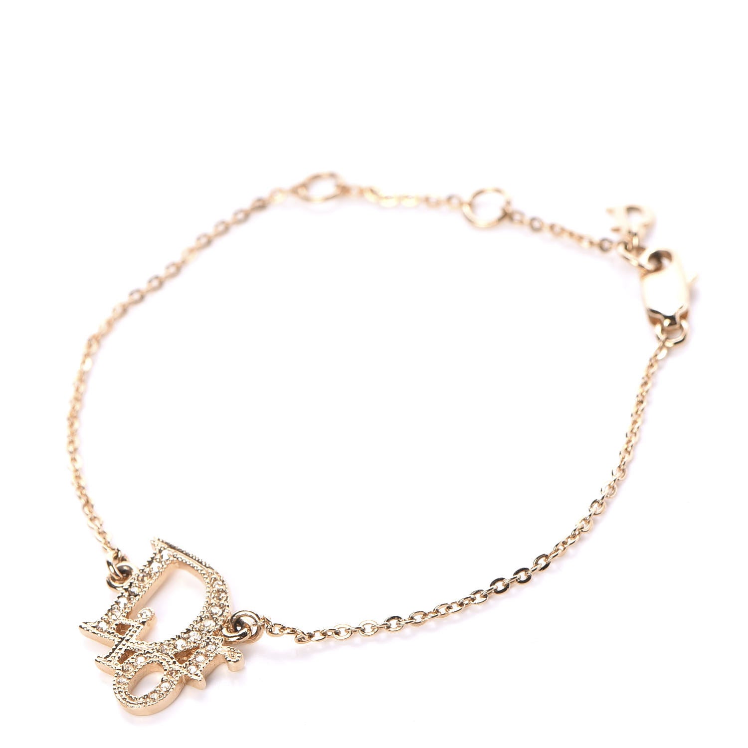 Christian Dior Crystal Logo Bracelet Gold 1 of 3