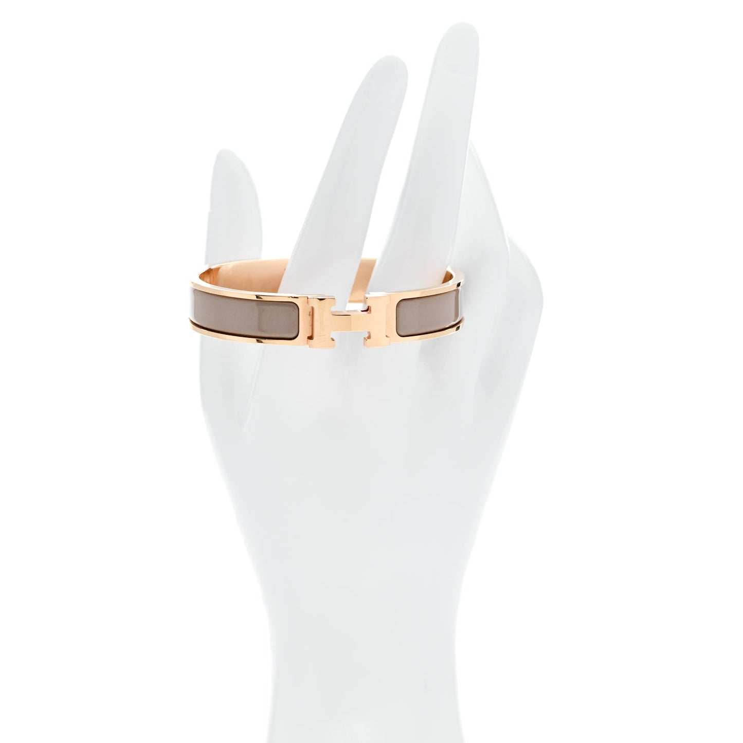 Enamel Narrow Clic Clac H Bracelet GM Marron Glace