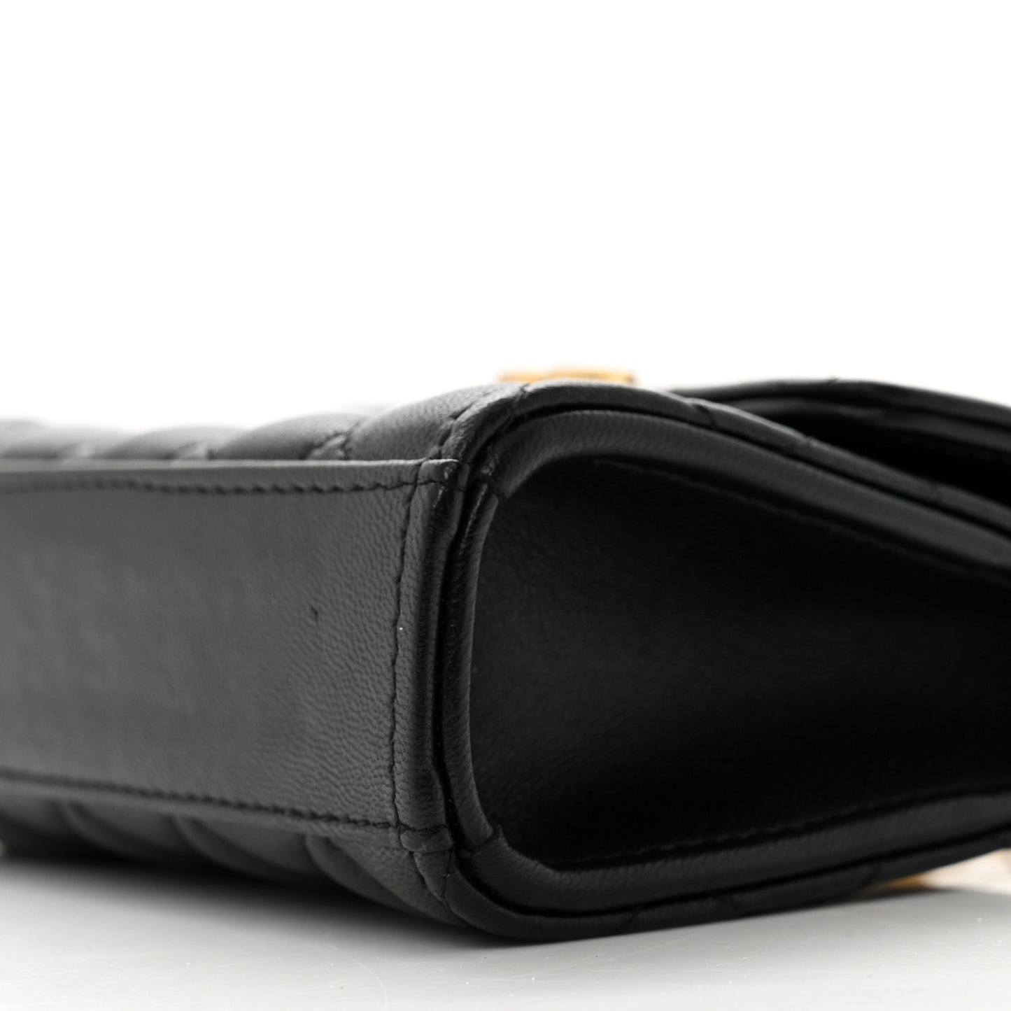 Lambskin Enamel Quilted Mini Top Handle Flap Black