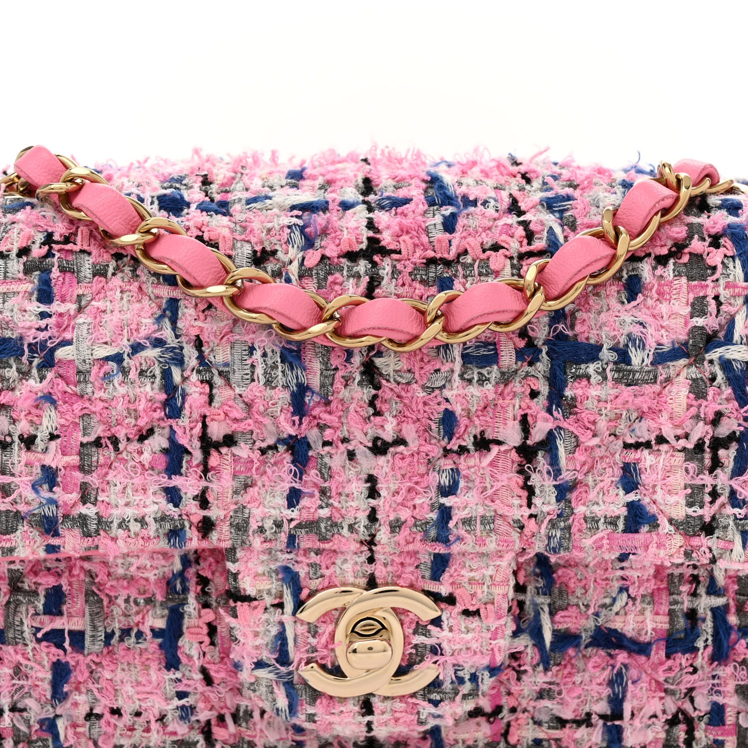 Chanel Tweed Quilted Mini Rectangular Flap Pink Multicolor 8 of 11