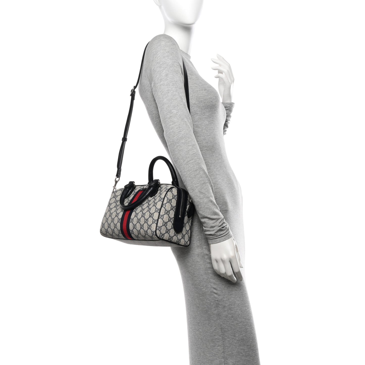 GG Supreme Monogram Web Small Ophidia Top Handle Bag Beige Blue
