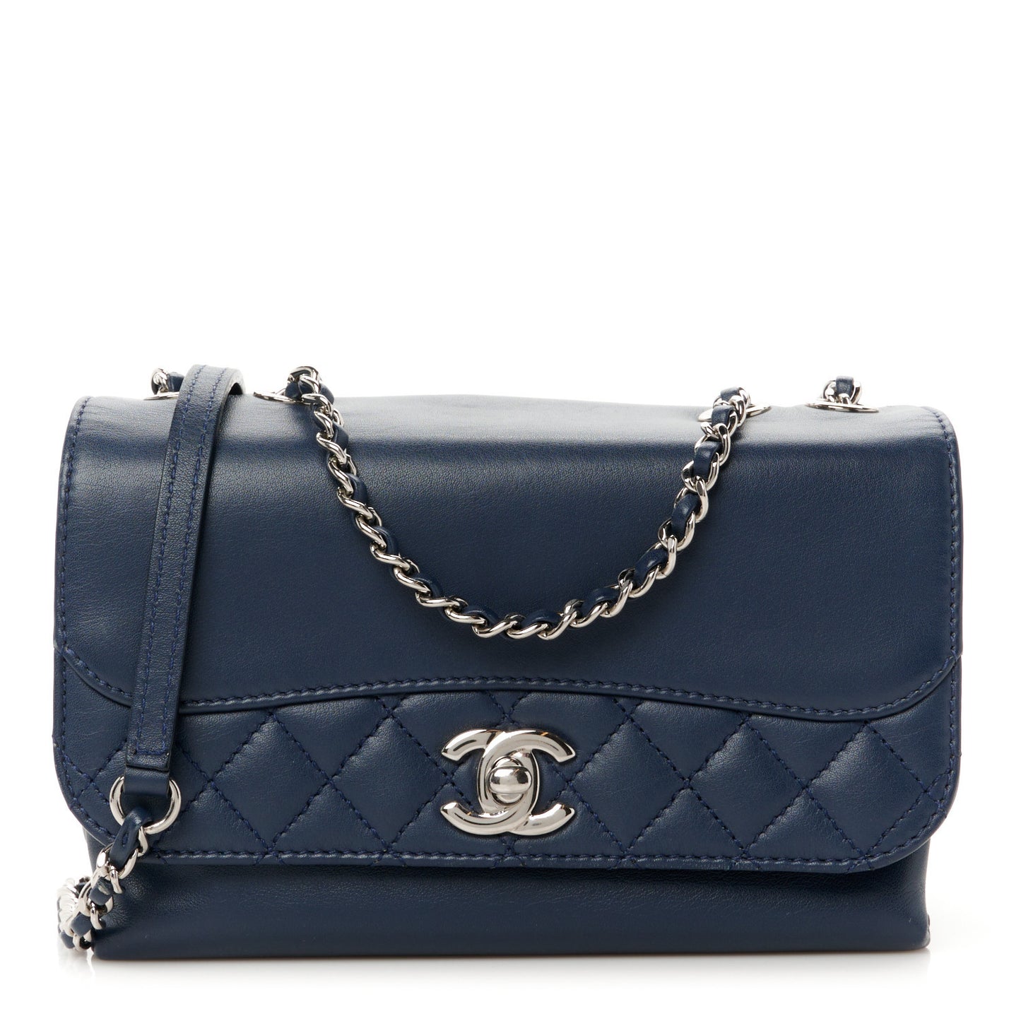 Calfskin Mini Tramezzo Flap Navy