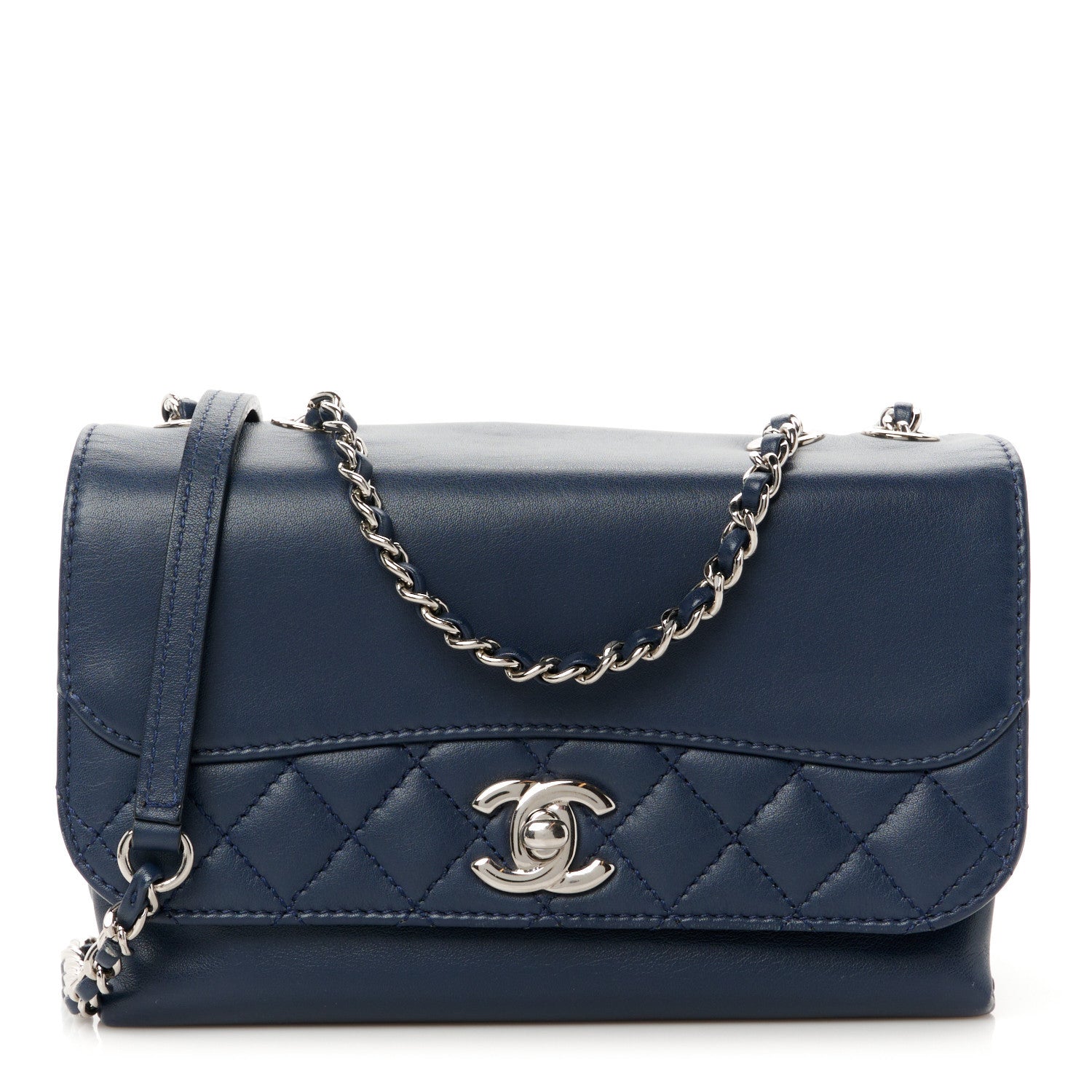 Chanel Calfskin Mini Tramezzo Flap Navy 1 of 11