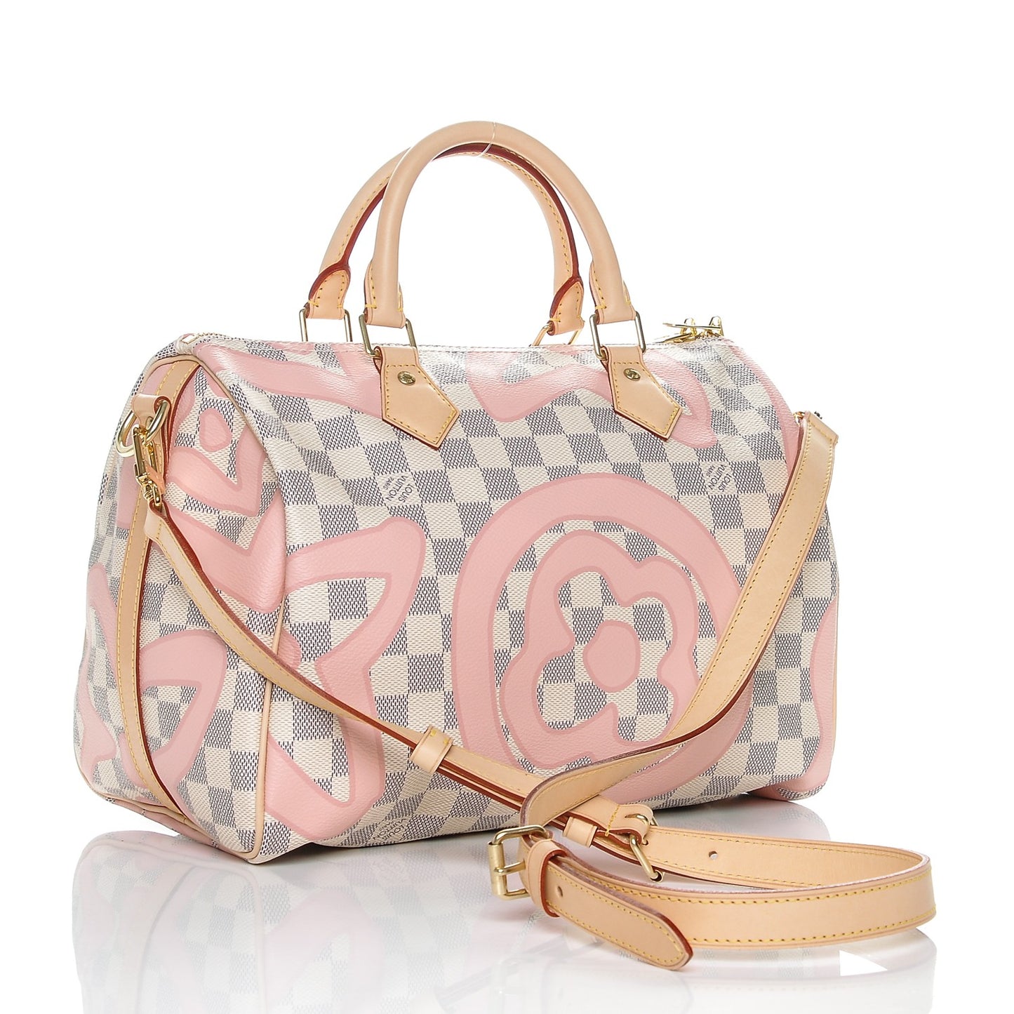 Damier Azur Tahitienne Speedy Bandouliere 30 Rose Ballerine