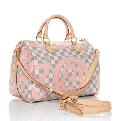 Louis Vuitton Damier Azur Tahitienne Speedy Bandouliere 30 Rose Ballerine 3 of 7