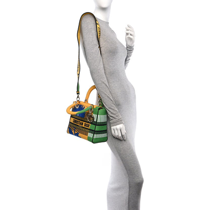 Christian Dior Canvas Embroidered Flower Pop Medium Lady D-Lite Bright Yellow Green 2 of 11