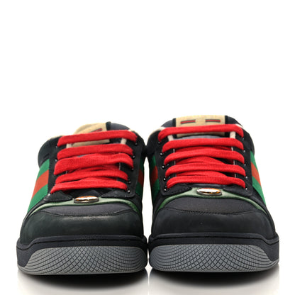 Gucci Nylon Nubuck Web Mens Screener Sneakers 8.5 Black Vintage Green 2 of 7