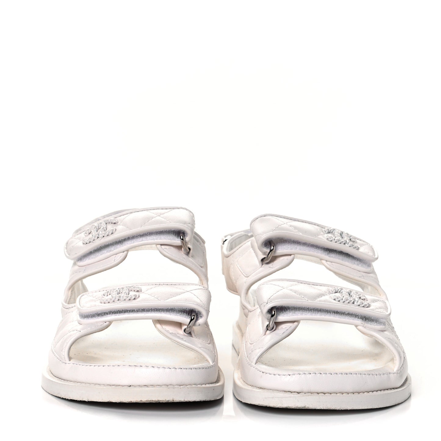 Lambskin Velcro Dad Sandals 36 White