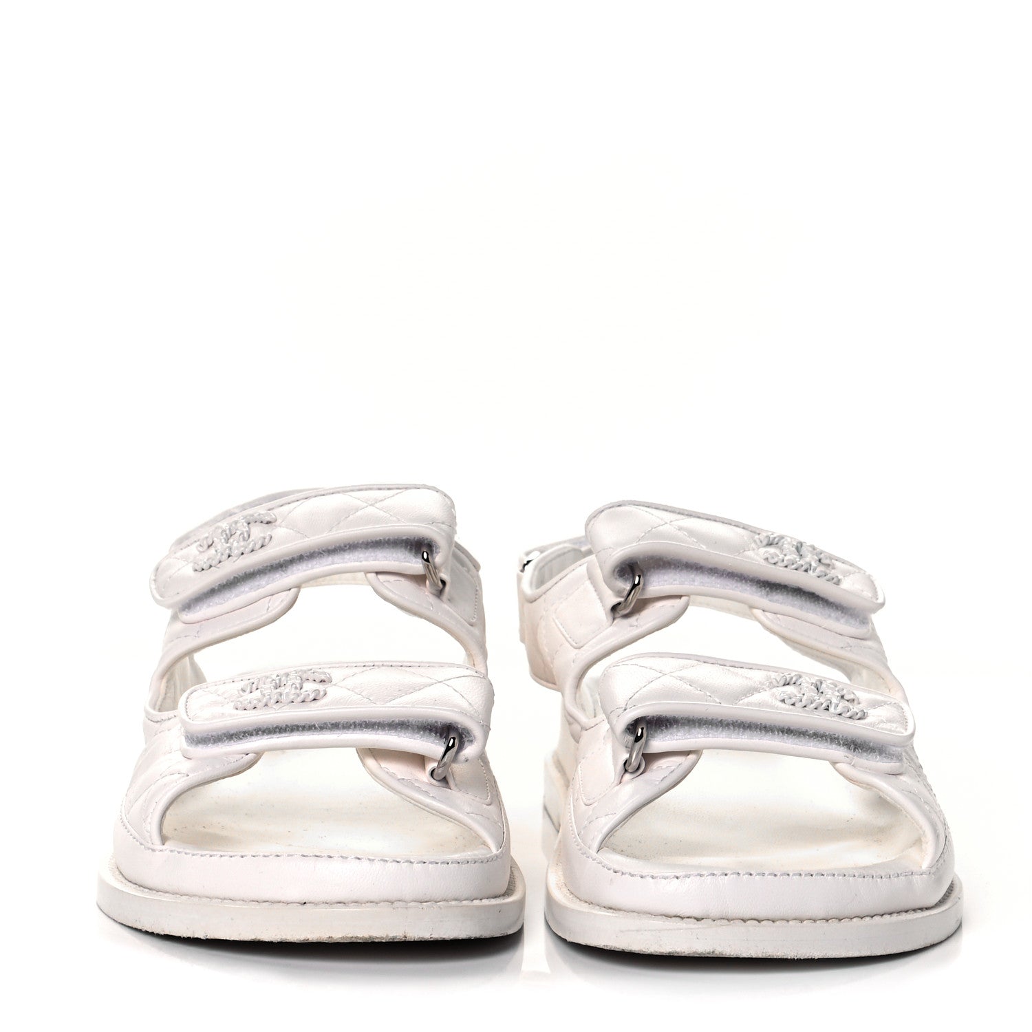 Chanel Lambskin Velcro Dad Sandals 36 White 2 of 10