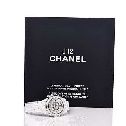 Chanel Stainless Steel Ceramic Diamond Mother of Pearl 29mm J12 Quartz Watch White 6 of 6
