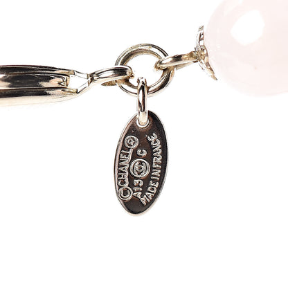 Chanel Enamel Striped Pearl CC Necklace Pink Gold 4 of 4