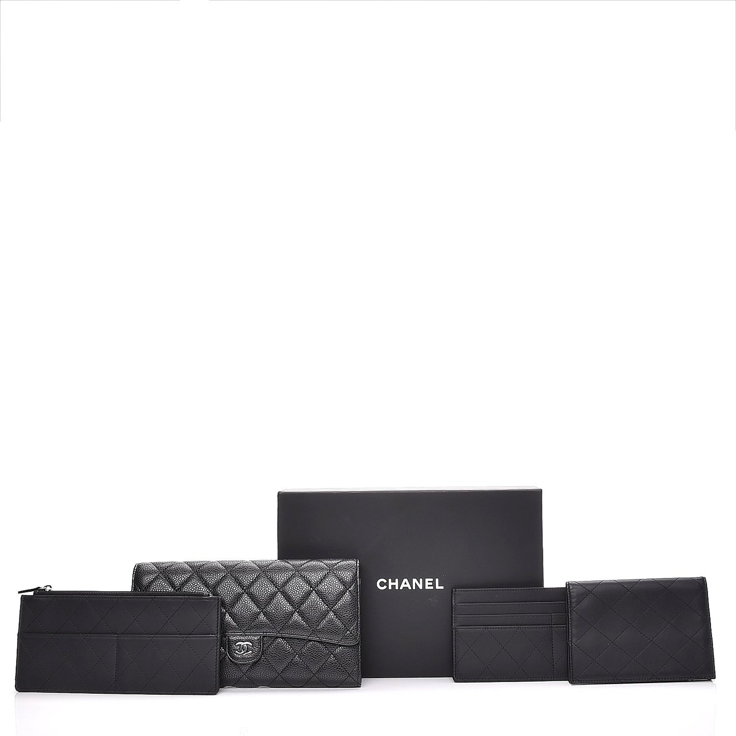Caviar Quilted Travel Wallet Black