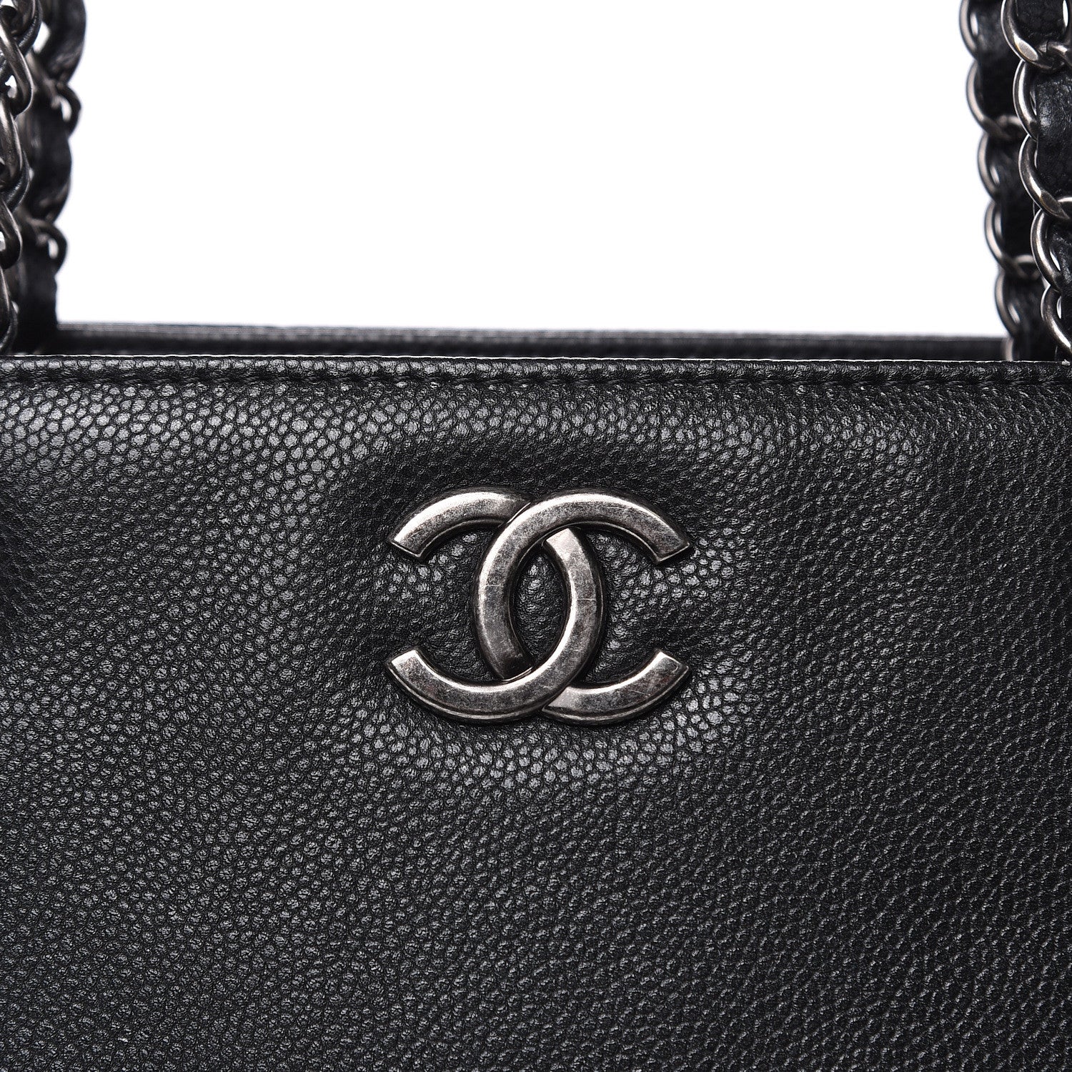 Chanel Metallic Grained Calfskin Woven Chain Large Shopping Bag Black 15 of 15