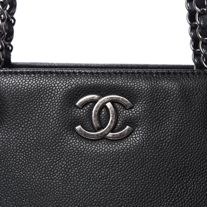Chanel Metallic Grained Calfskin Woven Chain Large Shopping Bag Black 15 of 15