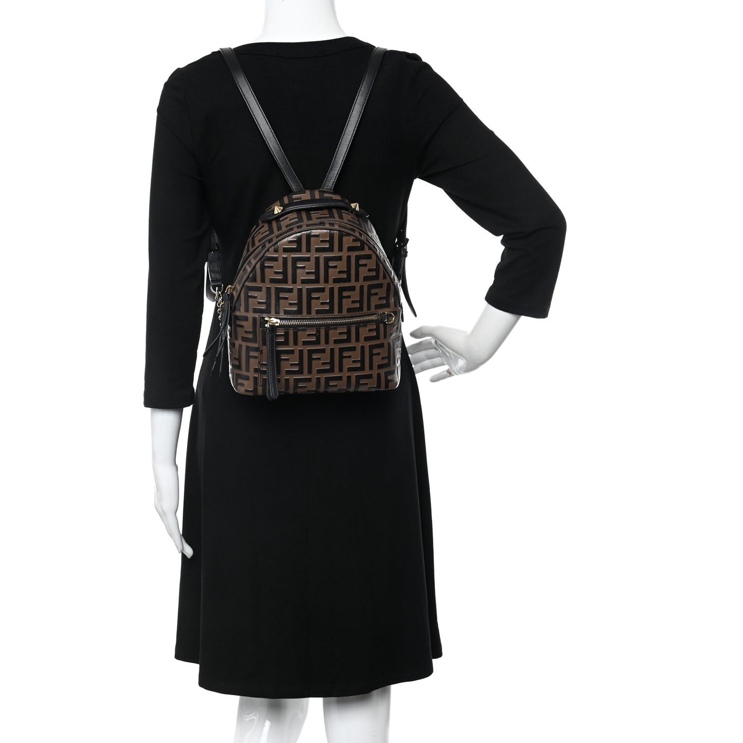 Vitello Bi-Color FF 1974 Embossed Mini Backpack Maya Black