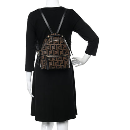 Fendi Vitello Bi-Color FF 1974 Embossed Mini Backpack Maya Black 2 of 10