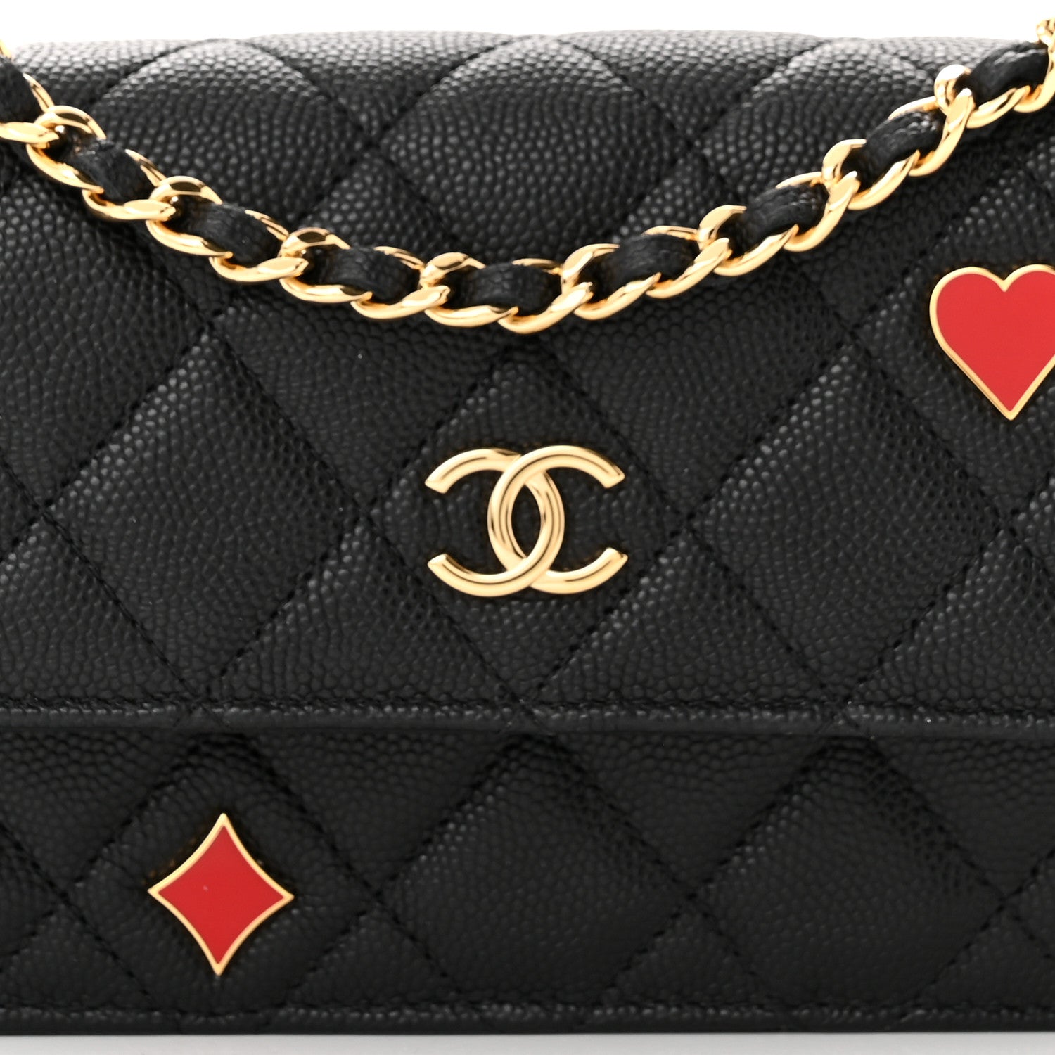 Chanel Caviar Quilted Enamel Coco Casino Flap Phone Holder With Chain Black 9 of 12