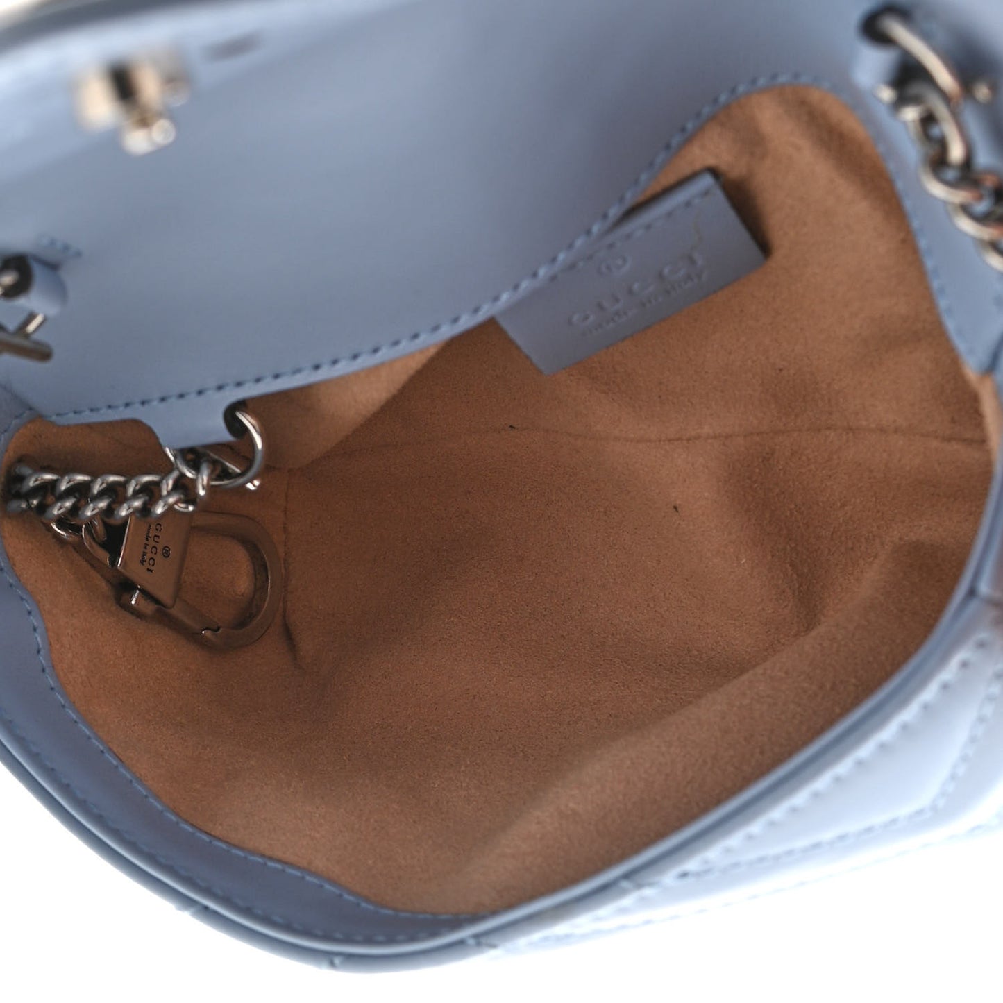 Calfskin Matelasse Super Mini GG Marmont Shoulder Bag Porcelain Light Blue