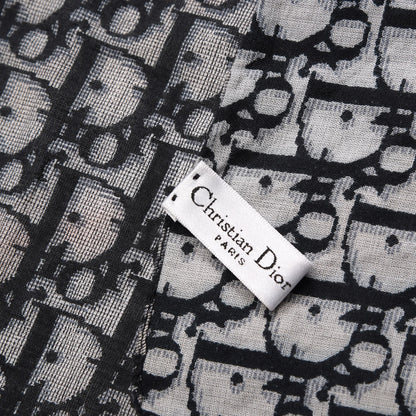 Christian Dior Cotton Monogram Scarf Navy Blue 3 of 4