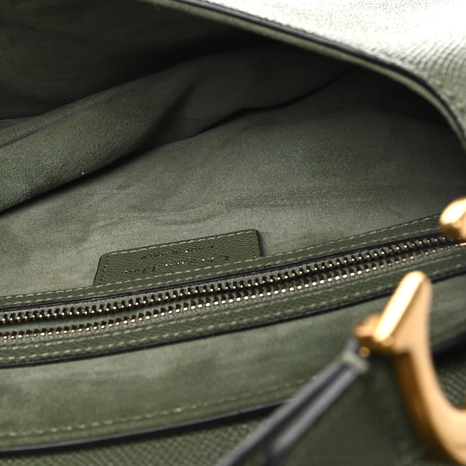 Christian Dior Grained Calfskin Saddle Bag With Strap Sage Green 5 of 10