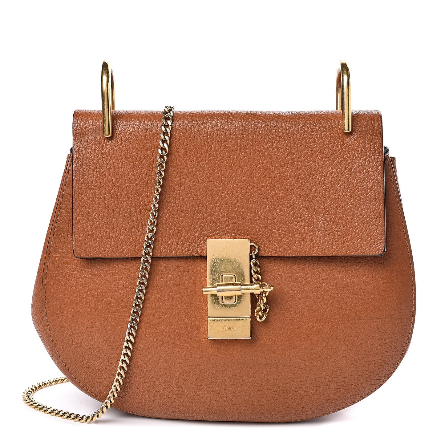 Grained Lambskin Drew Shoulder Bag Caramel