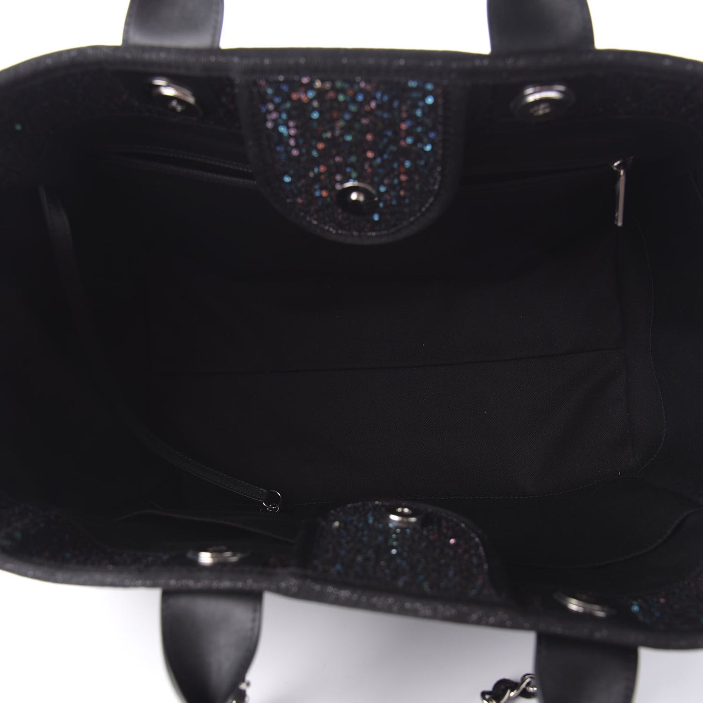 Calfskin Sequin Medium Deauville Tote Black