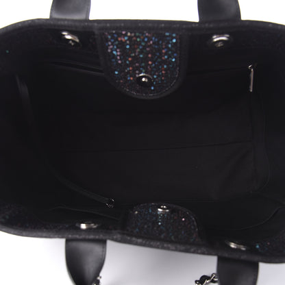 Chanel Calfskin Sequin Medium Deauville Tote Black 6 of 11