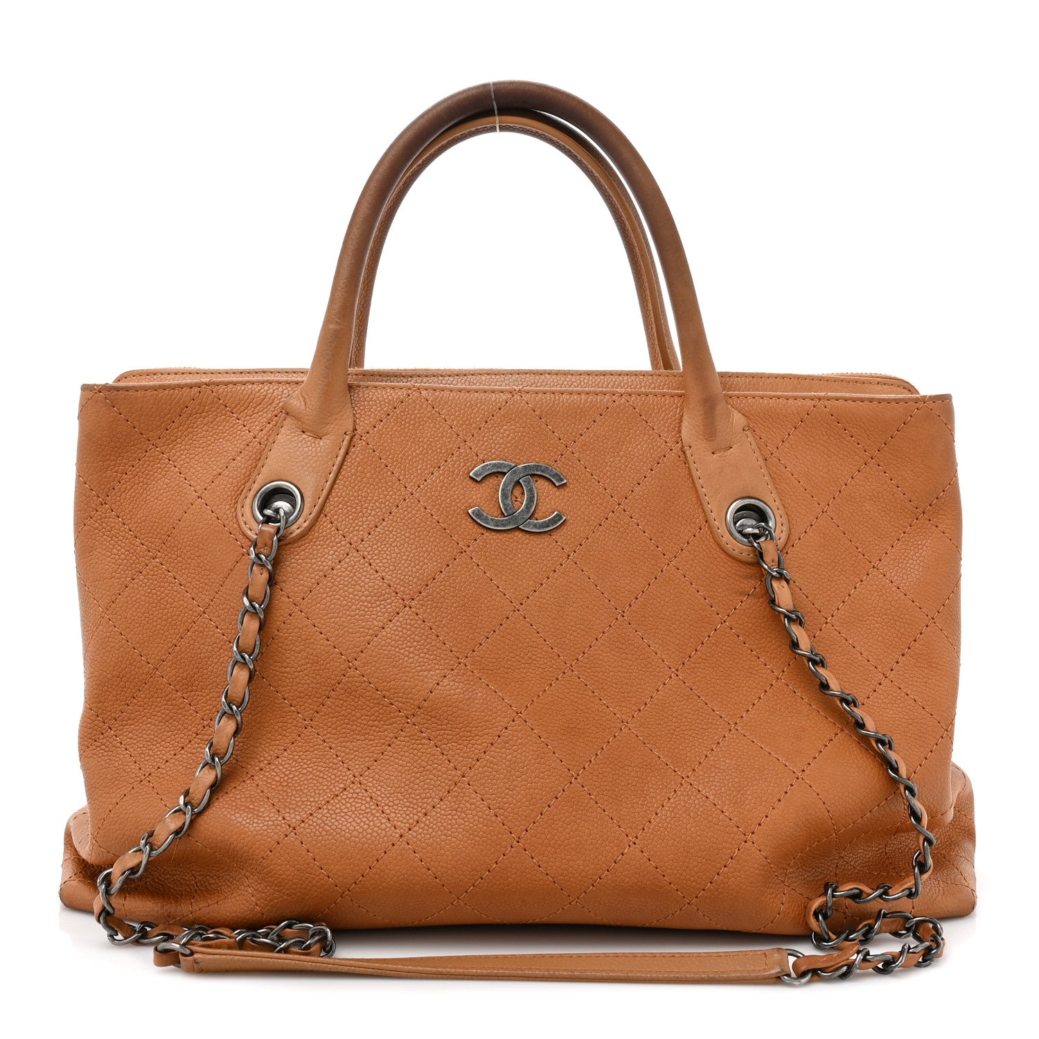 Chanel Grained Vegetal Calfskin Stitched Shopping Tote Tan 1 of 23