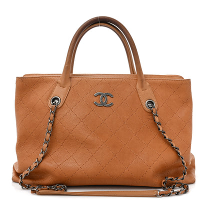 Chanel Grained Vegetal Calfskin Stitched Shopping Tote Tan 1 of 23