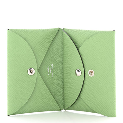 Hermes Epsom Calvi Duo Card Case Vert Criquet 5 of 9