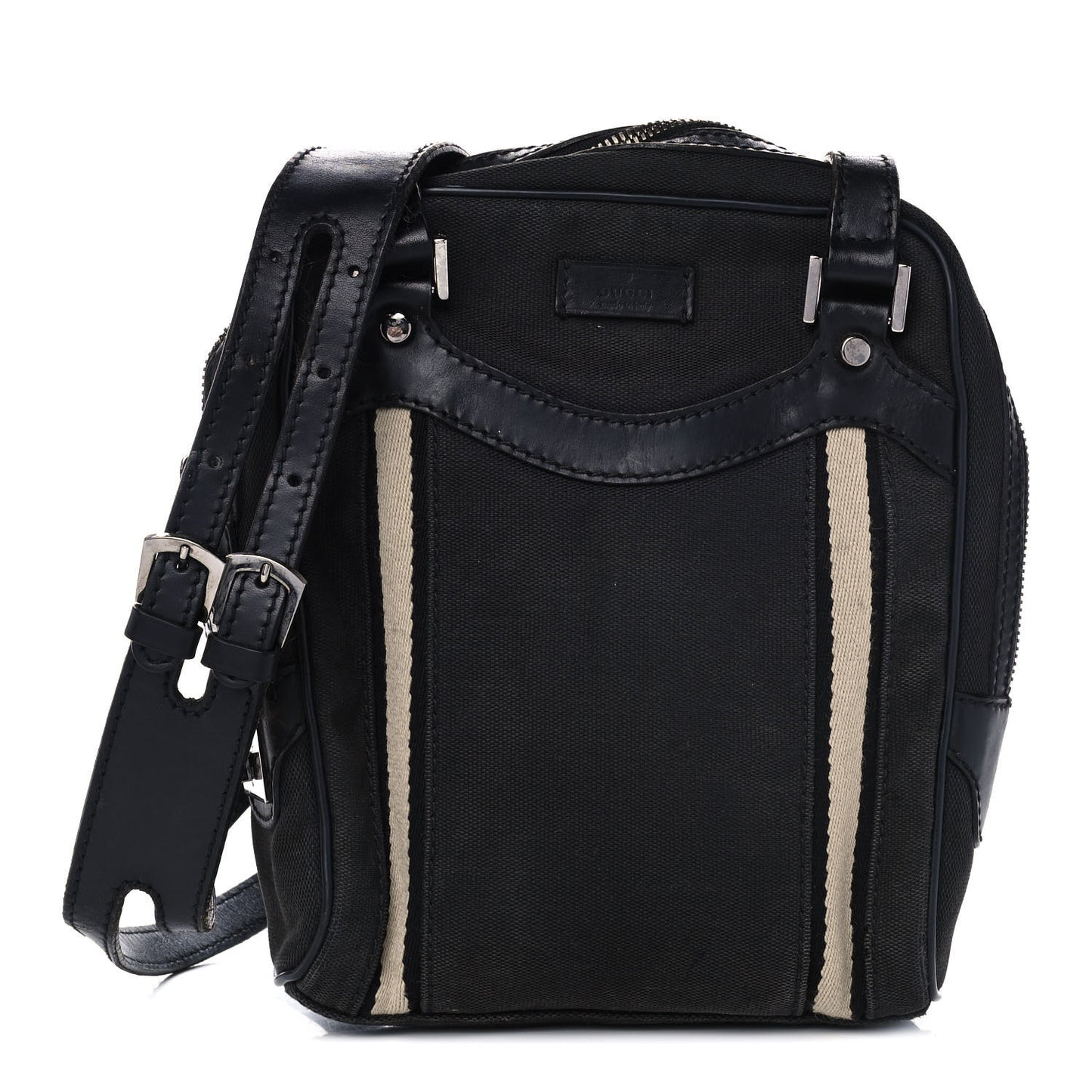 Canvas Calfskin Messenger Bag Navy
