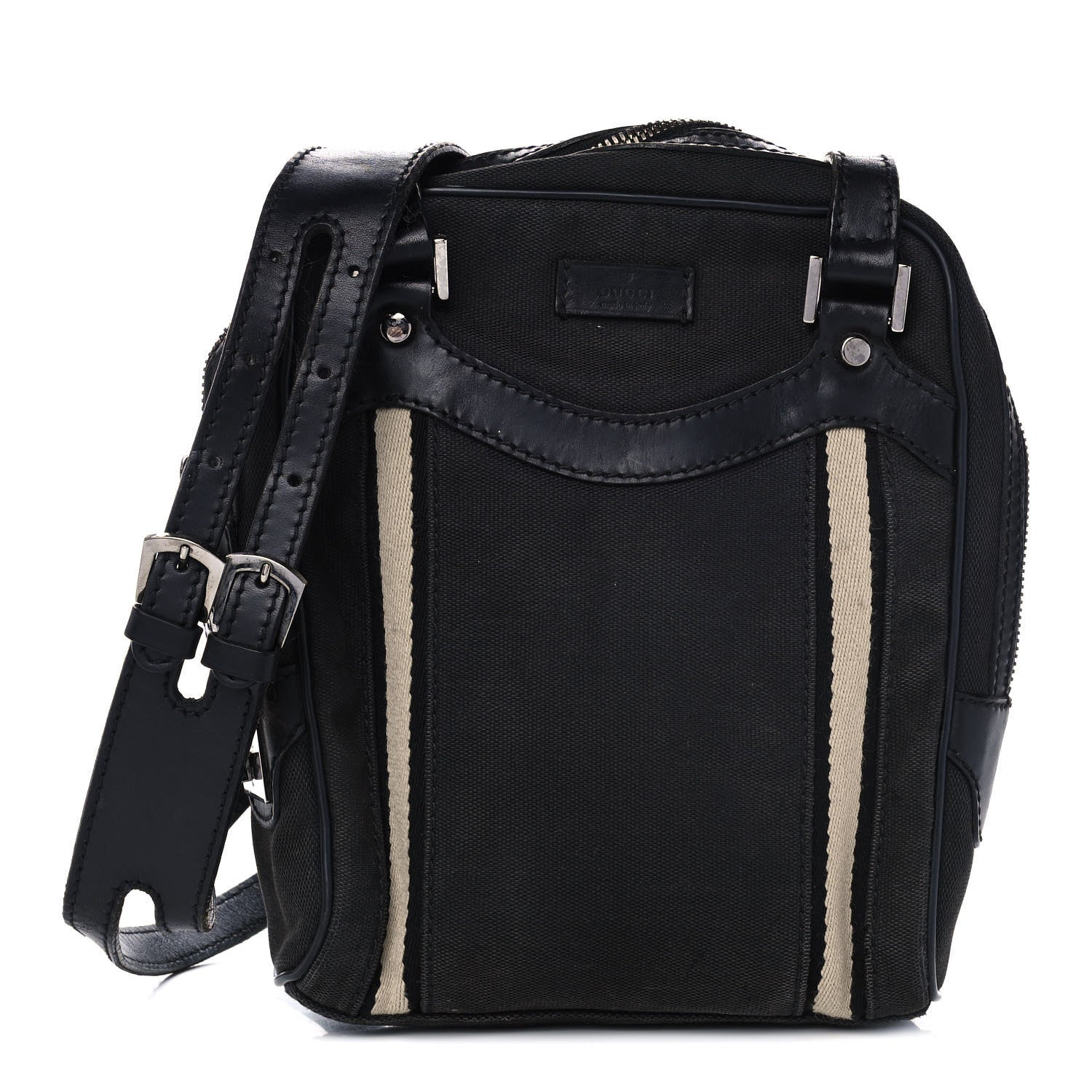 Gucci Canvas Calfskin Messenger Bag Navy 1 of 13