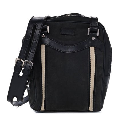 Gucci Canvas Calfskin Messenger Bag Navy 1 of 13