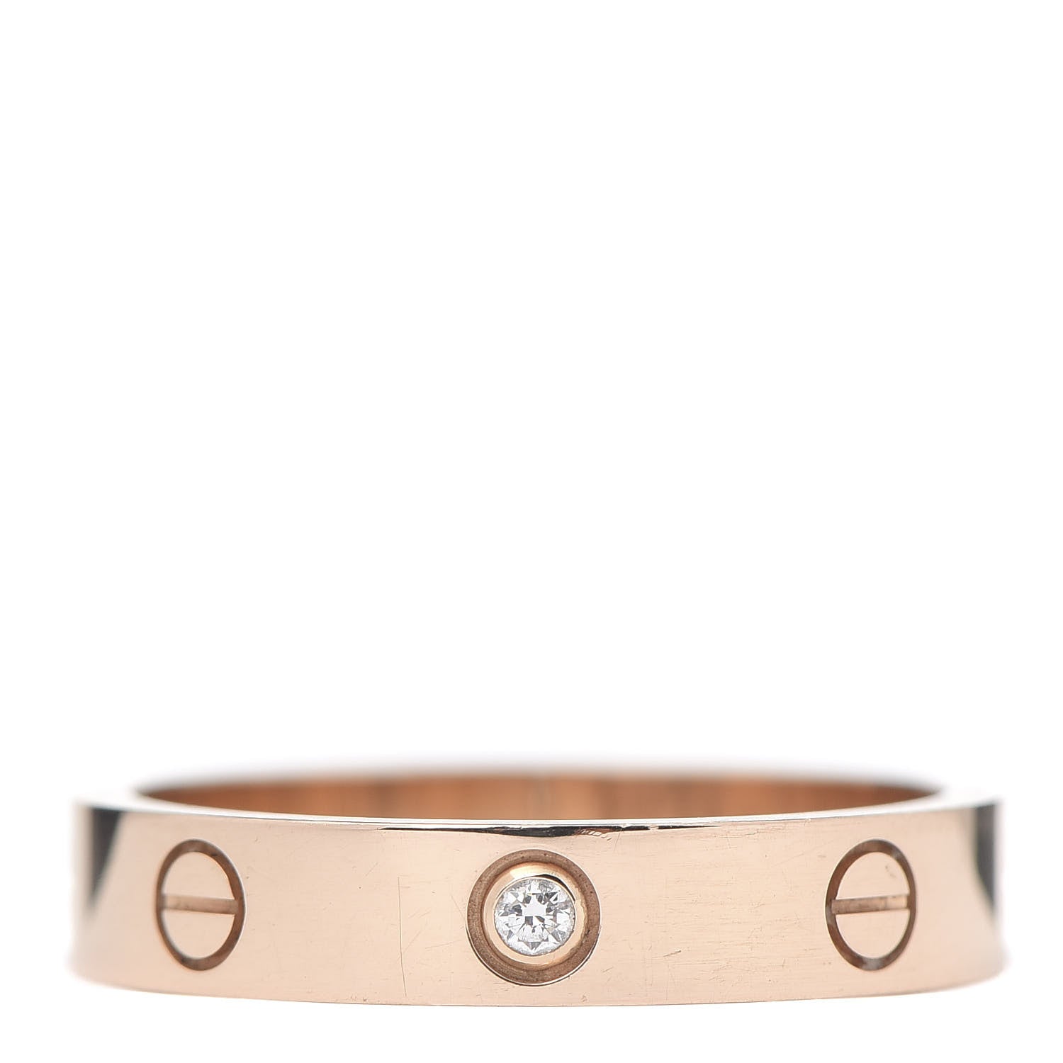Cartier 18K Pink Gold Diamond 4mm LOVE Wedding Band Ring 57 8 1 of 6