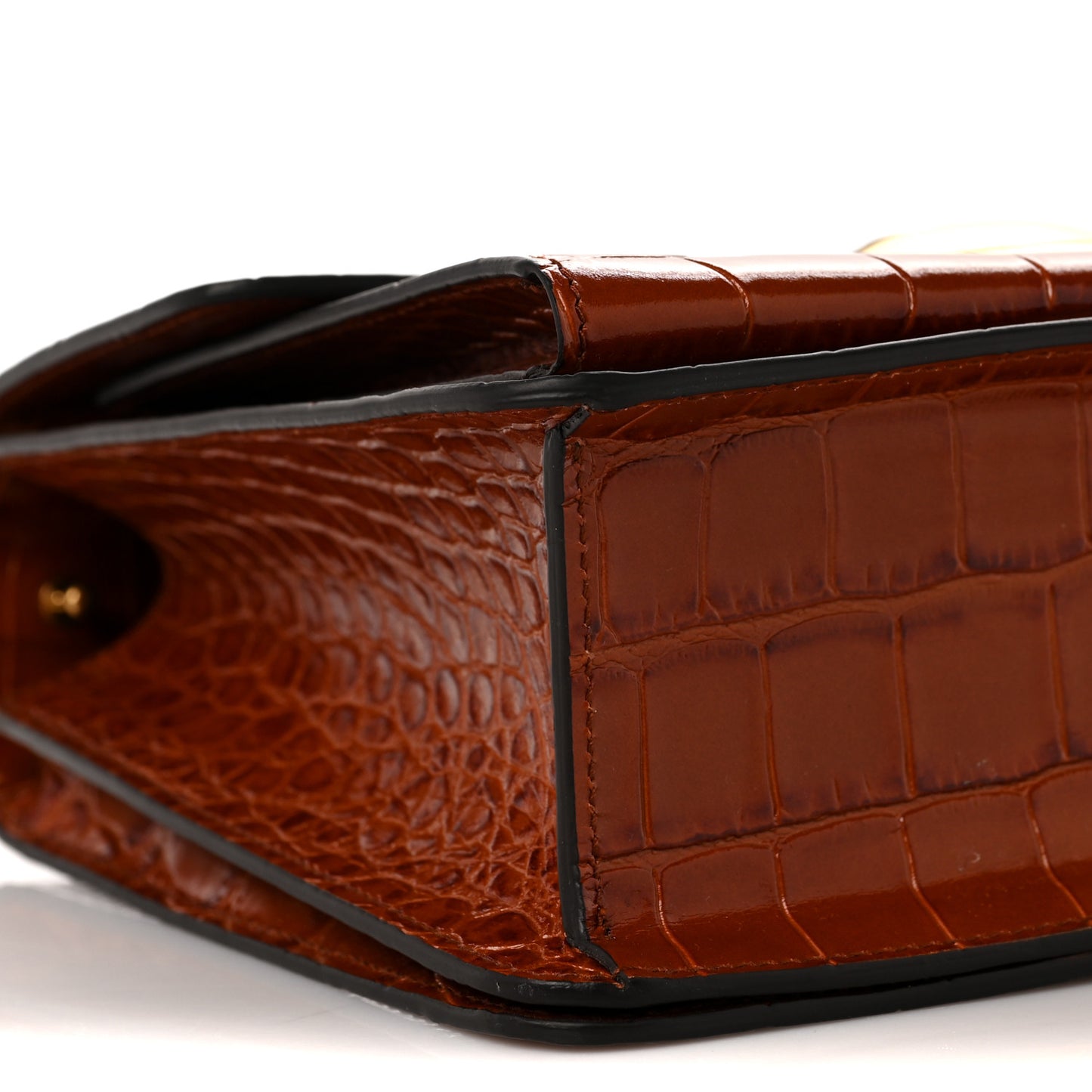 Calfskin Crocodile Embossed Dia Day Bag Chestnut