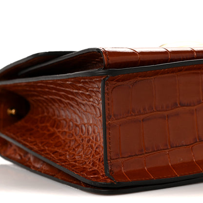 Proenza Schouler Calfskin Crocodile Embossed Dia Day Bag Chestnut 7 of 9