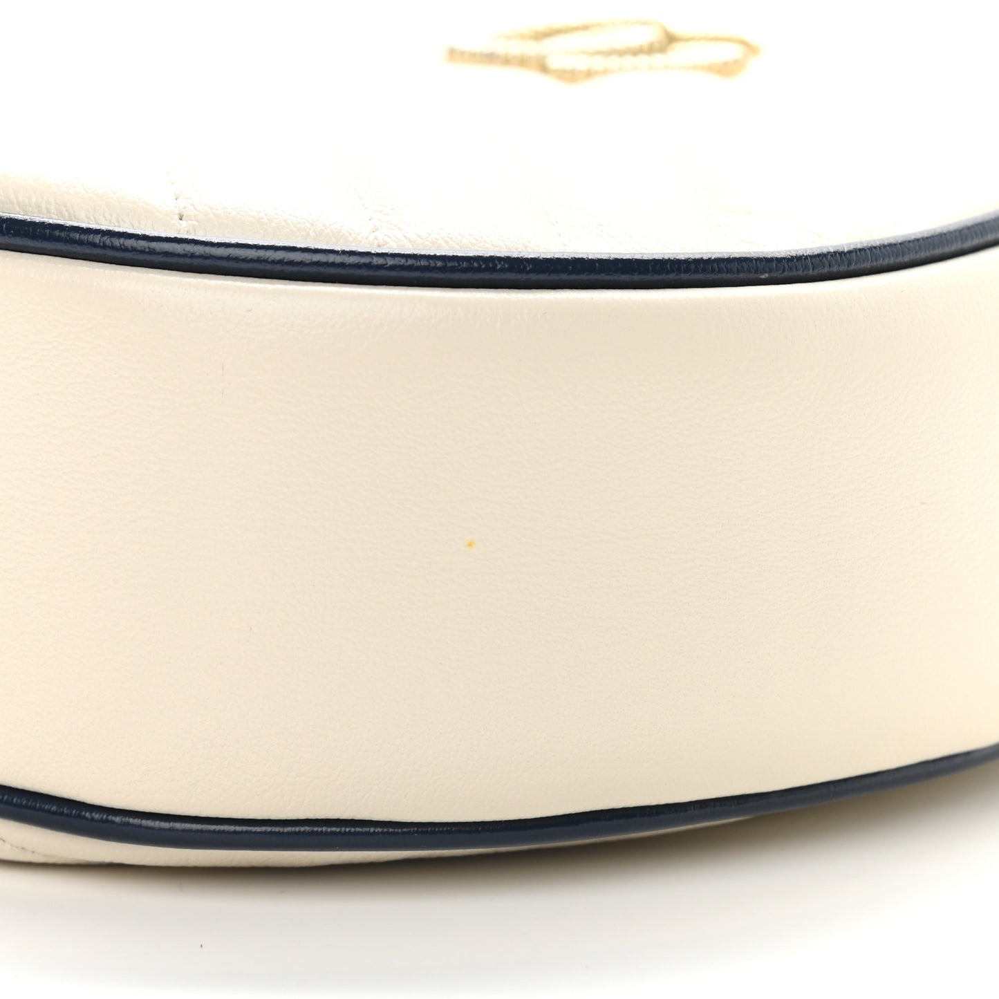 Azalea Calfskin Matelasse Diagonal Mini Torchon GG Marmont Round Shoulder Bag Mystic White Blue Agata