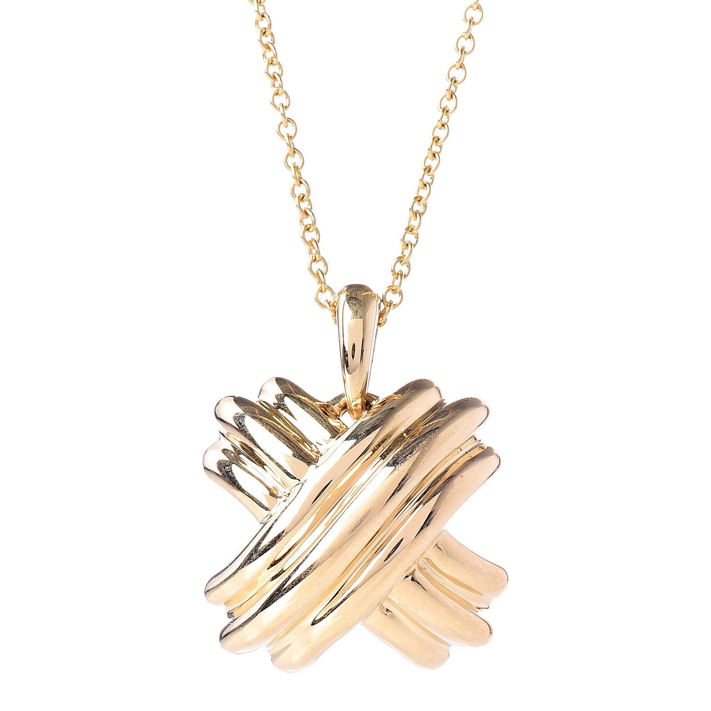 18K Yellow Gold Large Signature X Pendant Necklace