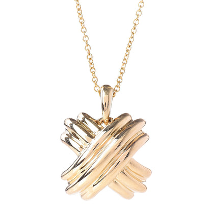 Tiffany 18K Yellow Gold Large Signature X Pendant Necklace 4 of 7