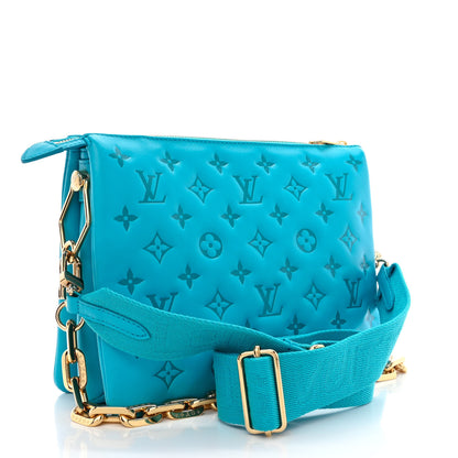 Louis Vuitton Lambskin Embossed Monogram Coussin PM Turquoise 3 of 11