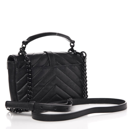 Saint Laurent Sheepskin Matelasse Chevron Monogram College Chain Wallet Black 3 of 9