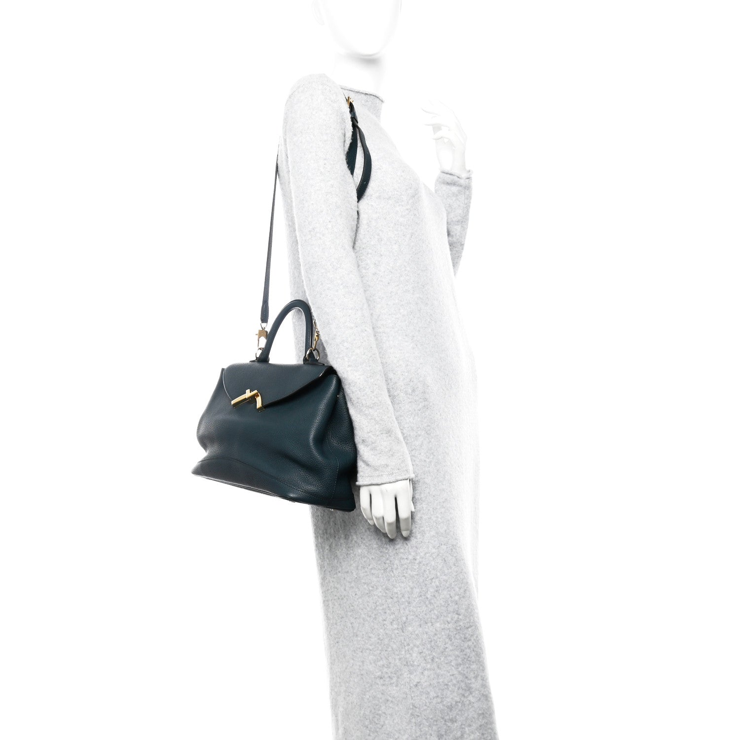 Moynat Taurillon Blush Calfskin Gabby MM  Peacock 2 of 9