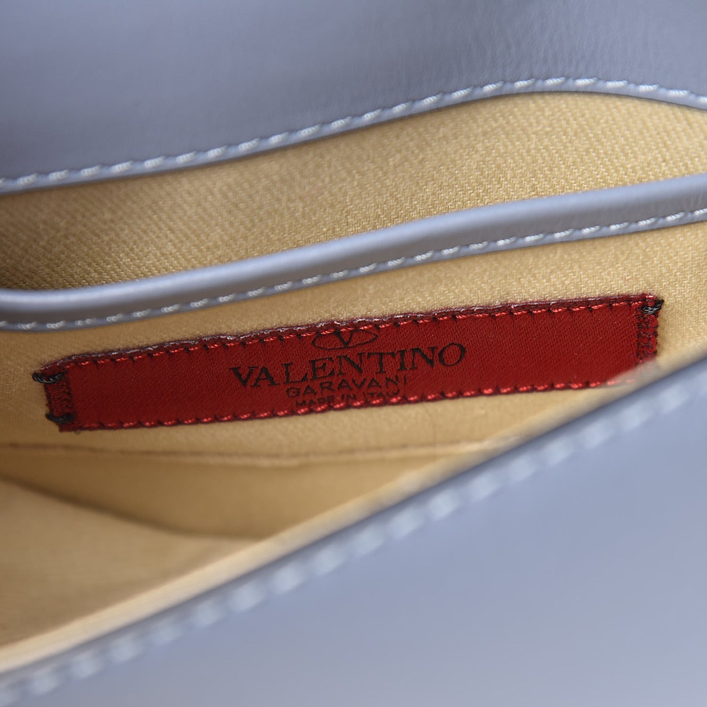 Vitello Mini Rockstud Halfmoon Saddle Bag Grey Blue