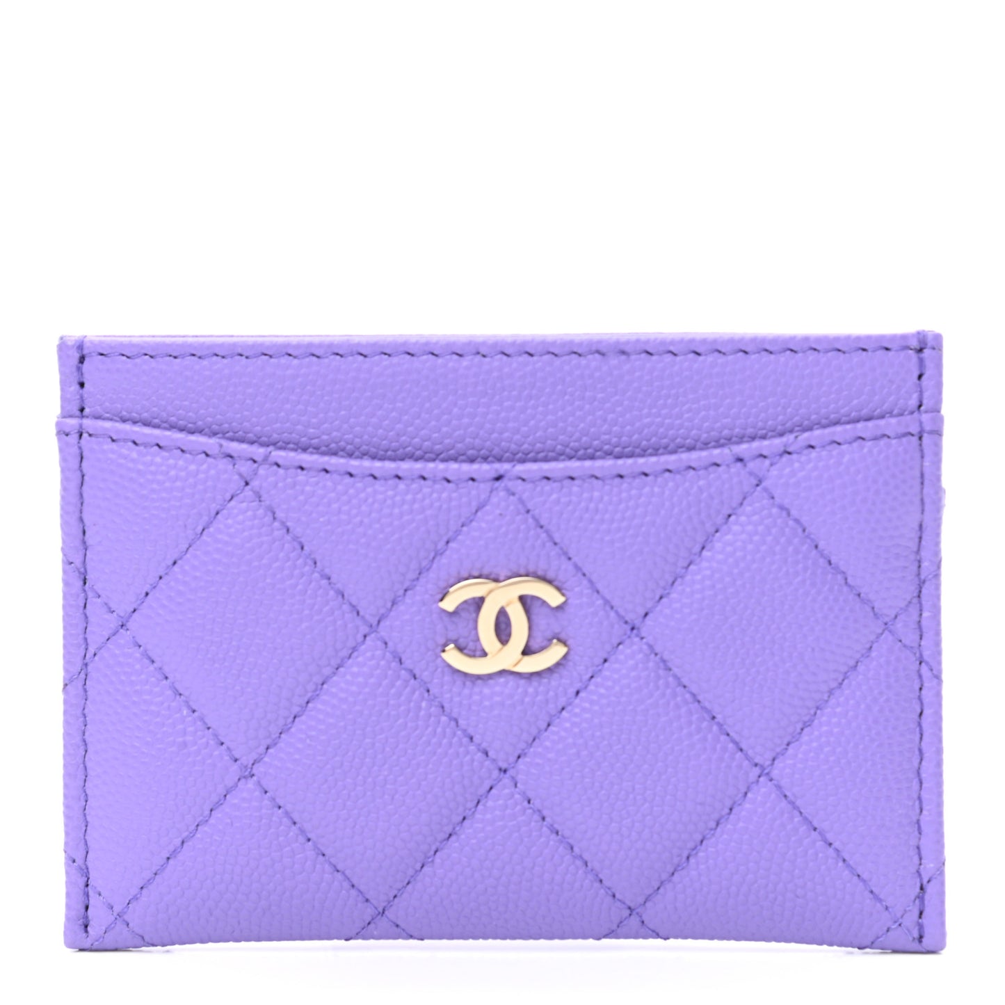 Caviar Quilted Card Holder Purple