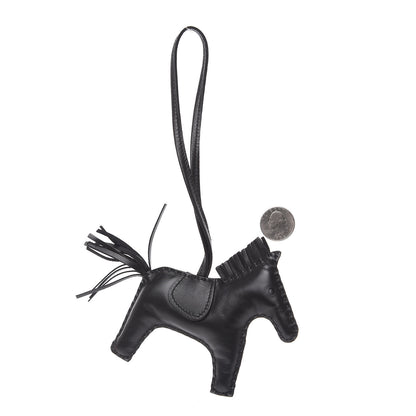 Hermes Milo Lambskin Grigri Rodeo Horse Bag Charm MM So Black 2 of 4