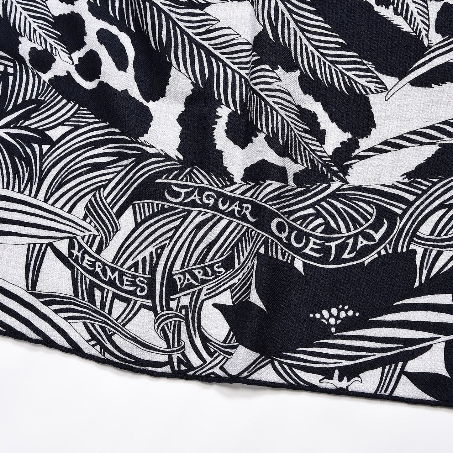 Cashmere Silk Jaguar Quetzal Shawl 140 Gris Chine Bleu Noir Gris
