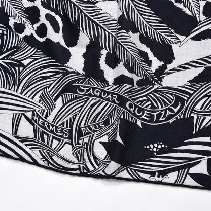 Hermes Cashmere Silk Jaguar Quetzal Shawl 140 Gris Chine Bleu Noir Gris 4 of 5